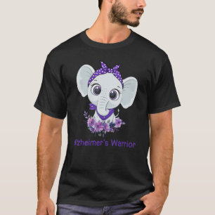 T-shirt Éléphant de sensibilisation à Alzheimer Fleur viol