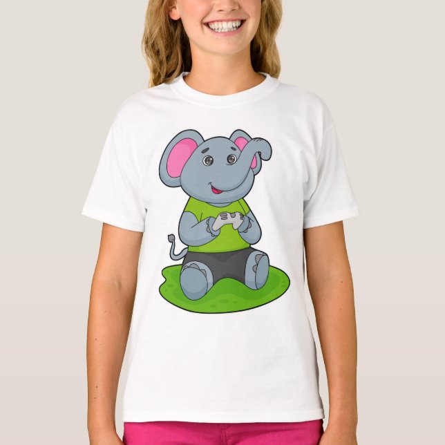 T-shirt Eléphant en Gamer (Devant)
