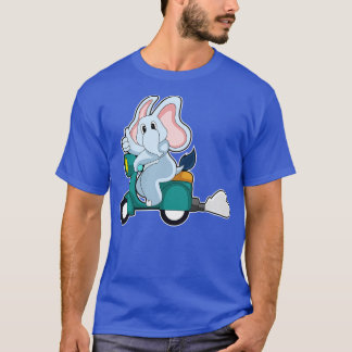 T-shirt Éléphant en motard avec scooter