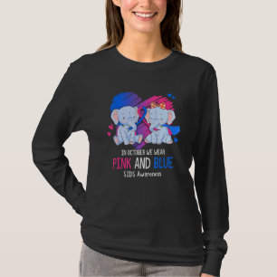 T-shirt Éléphant En Octobre Nous Portons Rose Et Bleu Sids