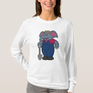 T-shirt Elephant en tant que fermier avec Shovel