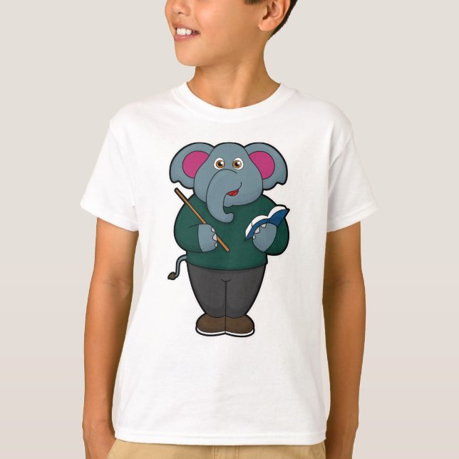T-shirt Elephant en tant qu'enseignant avec livre et point (Devant)
