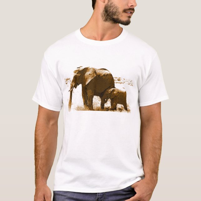 T-shirt Eléphant et bébé Eléphant (Devant)