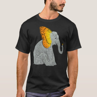 T-shirt Éléphant Et Papillon