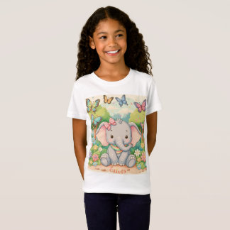 T-Shirt Éléphant et papillons mignons personnalisables