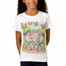 Éléphant et papillons mignons personnalisables