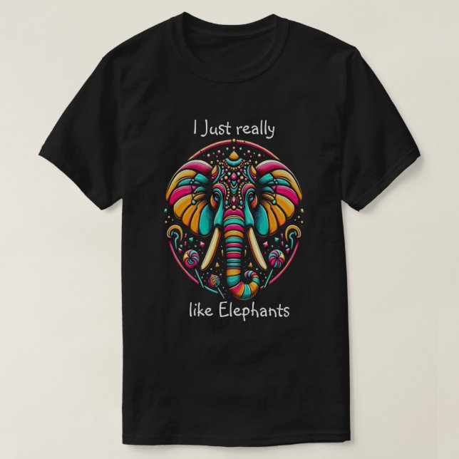 T-shirt Elephant harmonieux J'aime vraiment l'éléphant (Design devant)