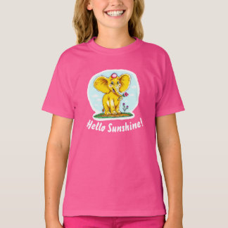 T-shirt éléphant heureux pour filles | Bonjour Sol
