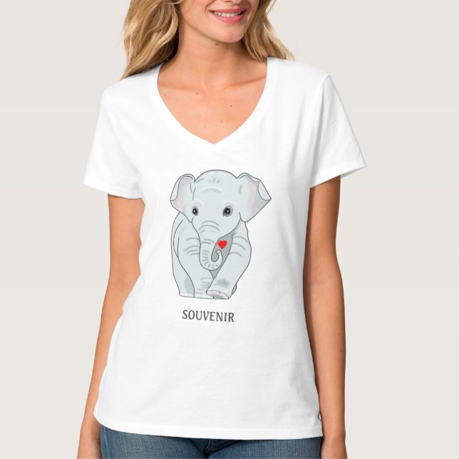 T-shirt Elephant Holt a Heart & Editable Souvenir Texte (Devant)