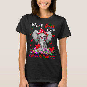 T-shirt Eléphant Je porte le rouge pour la sensibilisation