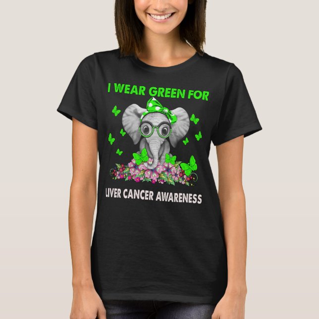 T-shirt Elephant Je Porte Le Vert Pour SENSIBILISER LE CAN (Devant)