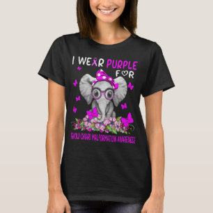 T-shirt Elephant Je Porte Le Violet Pour Arnold Chiari Mal