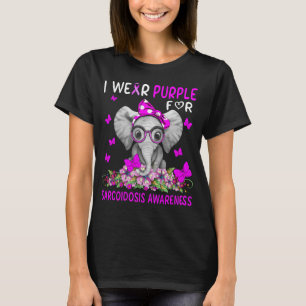 T-shirt Eléphant Je Porte Le Violet Pour La Sensibilisatio