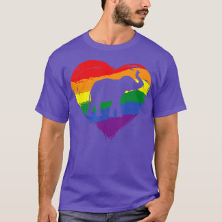 T-shirt Elephant LGBTQ Gay pride Rainbow Heart Pride Drape