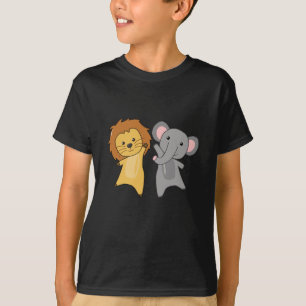 T-shirt Eléphant Lion Zoo Cute Animaux Pour Enfants Sauvag