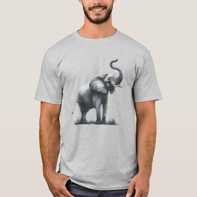 T-shirt Eléphant majestueux avec tronc élevé (Devant)