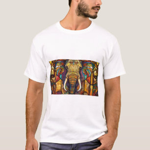 T-shirt Eléphant majestueux dans l'art du verre tendu