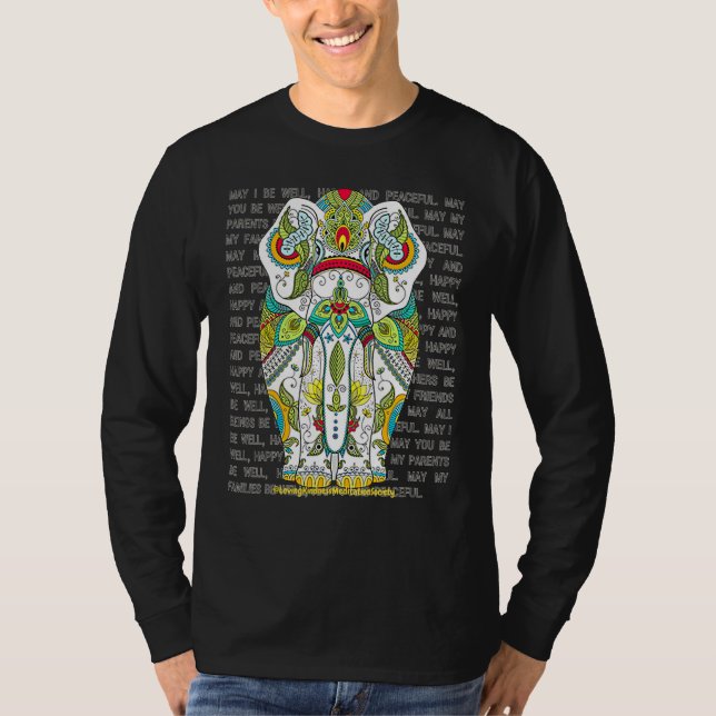 T-shirt Elephant Mandala Aimant Kindness Metta Wish Blessi (Devant)