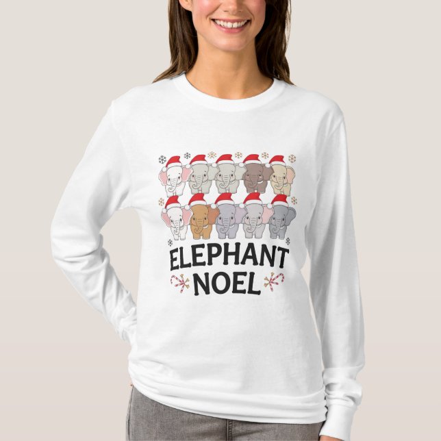 T-shirt Elephant Noel Cheer Festin Sweetshirt de vacances (Devant)