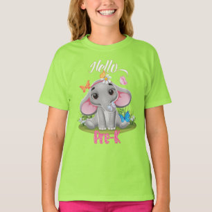 T-shirt Eléphant papillon pré-K 1er jour Retour à l'école