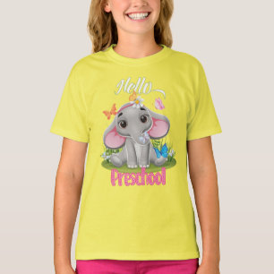 T-shirt Eléphant papillon préscolaire Retour à l'école