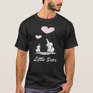 T-shirt Eléphant Petite Soeur Coeur Rose Ballons