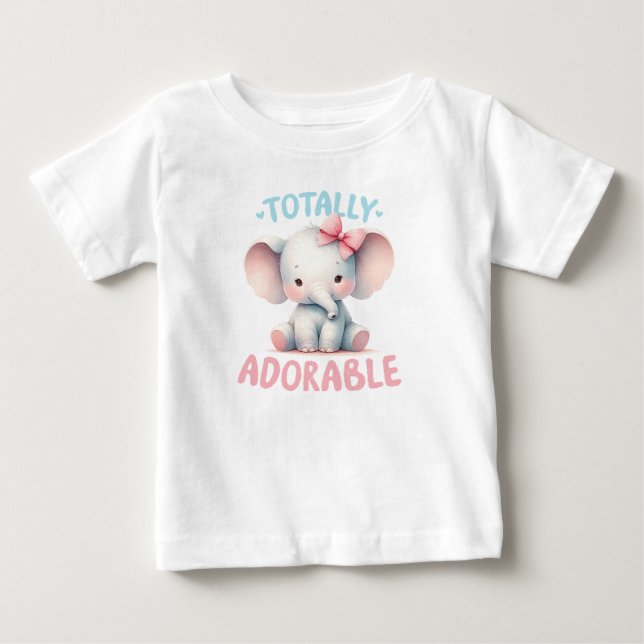 T-shirt éléphant pour bébé totalement adorable (Devant)