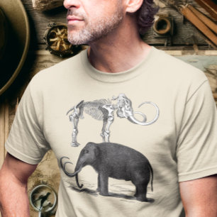 T-shirt Elephant préhistorique et squelette de mammouth la