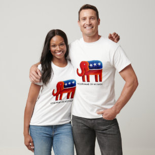 T-shirt Éléphant Républicain Nom ou Message Personnalisé