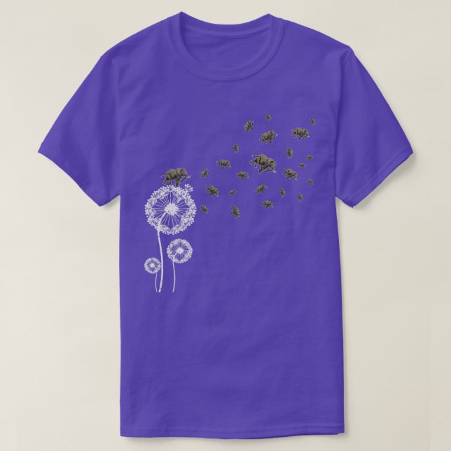 T-shirt Elephant Retro Flower Puff Ball Dandelion (Design devant)