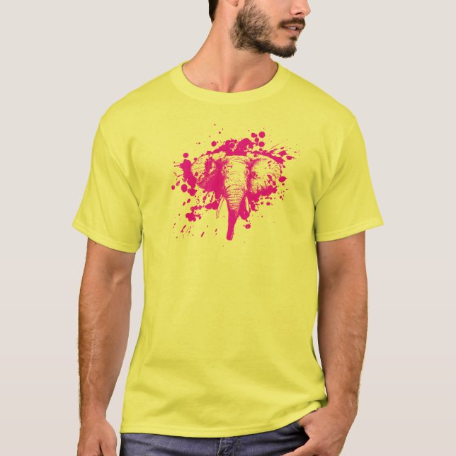 T-shirt Eléphant rose en colère (Devant)