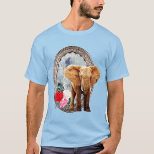 T-shirt Eléphant, Rose Et Cadre