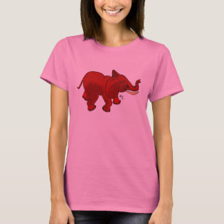 T-shirt Éléphant rouge sur la chemise de dames