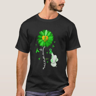T-shirt Éléphant Ruban Vert de Sensibilisation à la Santé