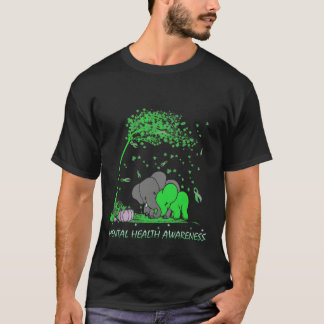 T-shirt Éléphant Ruban Vert de Sensibilisation à la Santé