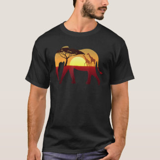 T-shirt Elephant Silhouette Vintage Safari Retro Sunset Wi