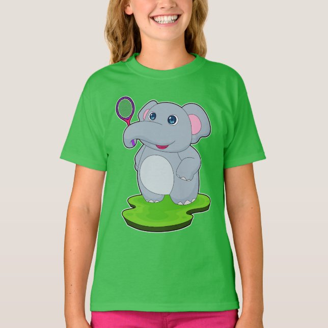 T-shirt Elephant Tennis Tennis racket (Devant)