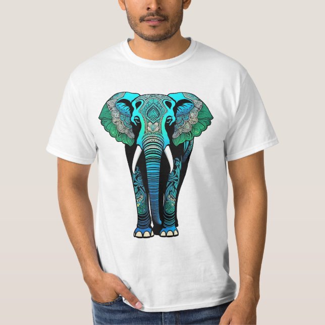T-shirt Eléphant tribal coloré - Faune Artistique (Devant)