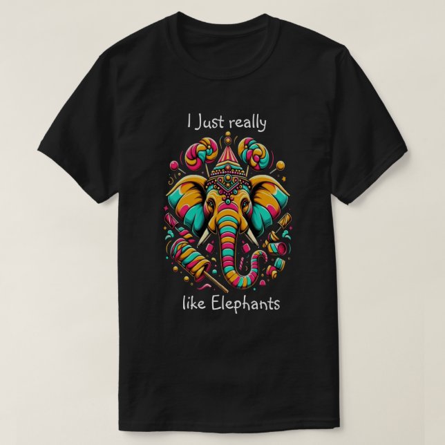 T-shirt Eléphant vibrant : Un chef-d'oeuvre artistique col (Design devant)