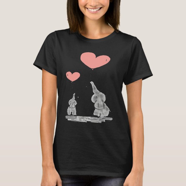 T-shirt Elephant  with Balloon Heart Unisex (Devant)