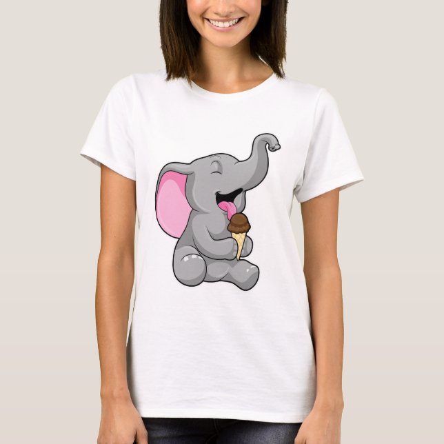 T-shirt Elephant with chocolate gaufre ice cream (Devant)