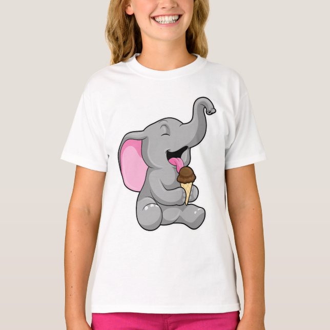 T-shirt Elephant with chocolate gaufre ice cream (Devant)