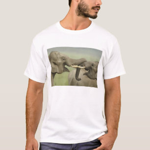 T-shirt Éléphants asiatiques indiens s'amusent à se battre