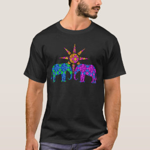 T-shirt Éléphants colorés lunatiques de Paisley au soleil