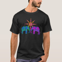 Éléphants De Paisley De Couleur Whimsical Dans Le 