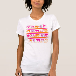 T-shirt Eléphants roses chauds et oranges colorés Coeurs d