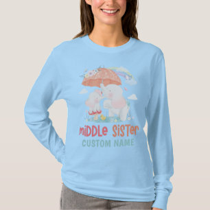 T-shirt Elephants Whimsical Middle Sister Nom personnalisé
