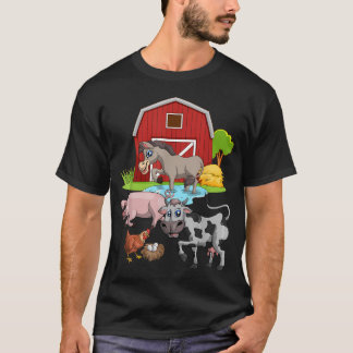 T-shirt Élevage de ferme d'âne mignon de cochon de poulet 