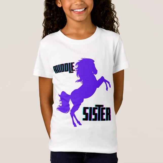 T-Shirt Élevage de pony pourpre de soeur moyenne (Devant)