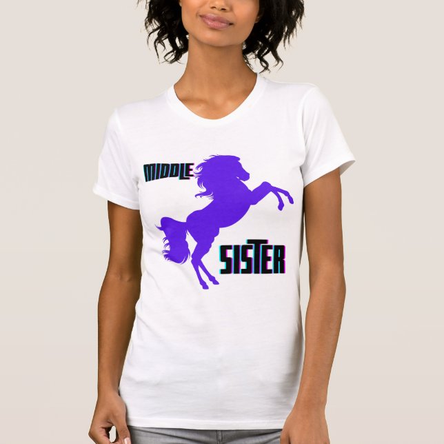 T-shirt Élevage de pony pourpre de soeur moyenne (Devant)